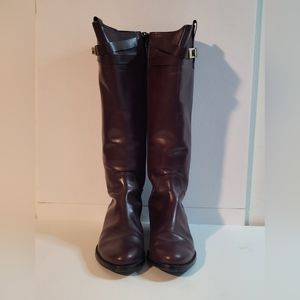 BROWNS LEATHER BURGUNDY SIZE 10 RIDING BOOTS